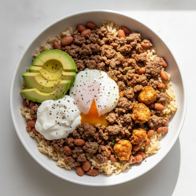 Loaded Mexican Beef and Pinto Bean Bowl
