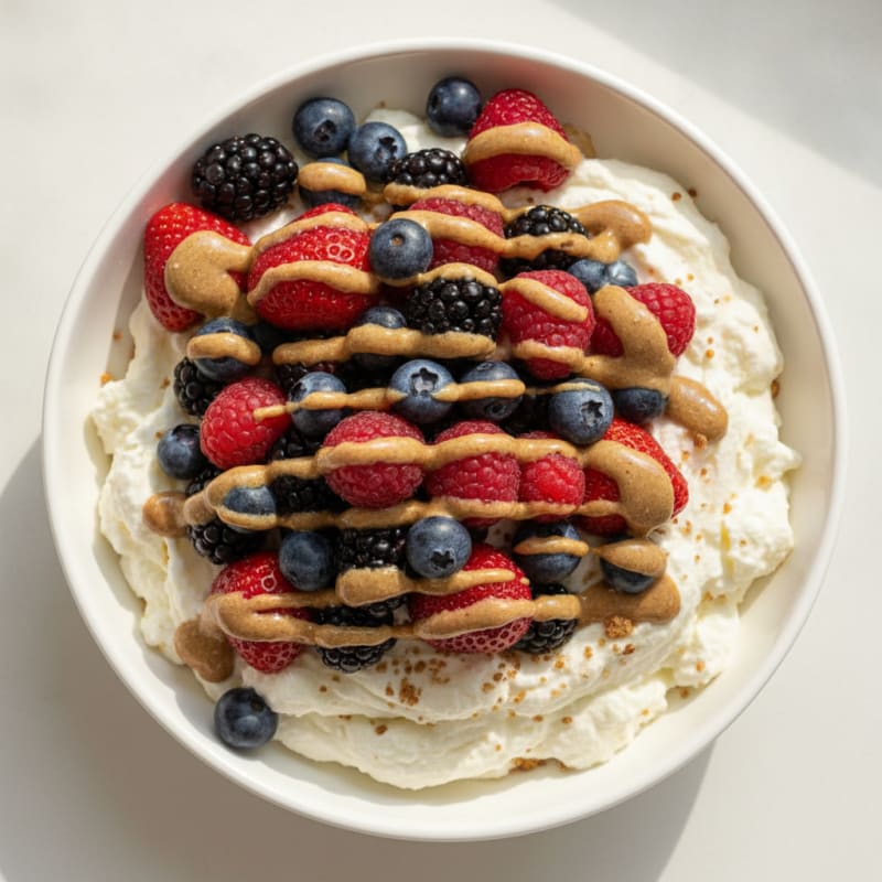 Silky Greek Yogurt Protein Mousse with Mixed Berries