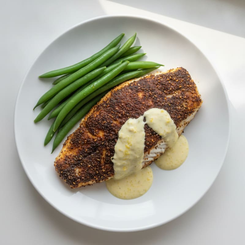 Cajun Blackened Catfish with Lemon Aioli