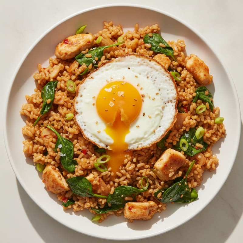 Kimchi Fried Rice with Fried Egg