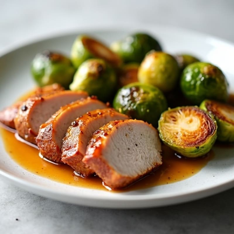 Maple Glazed Pork Tenderloin with Roasted Brussels Sprouts