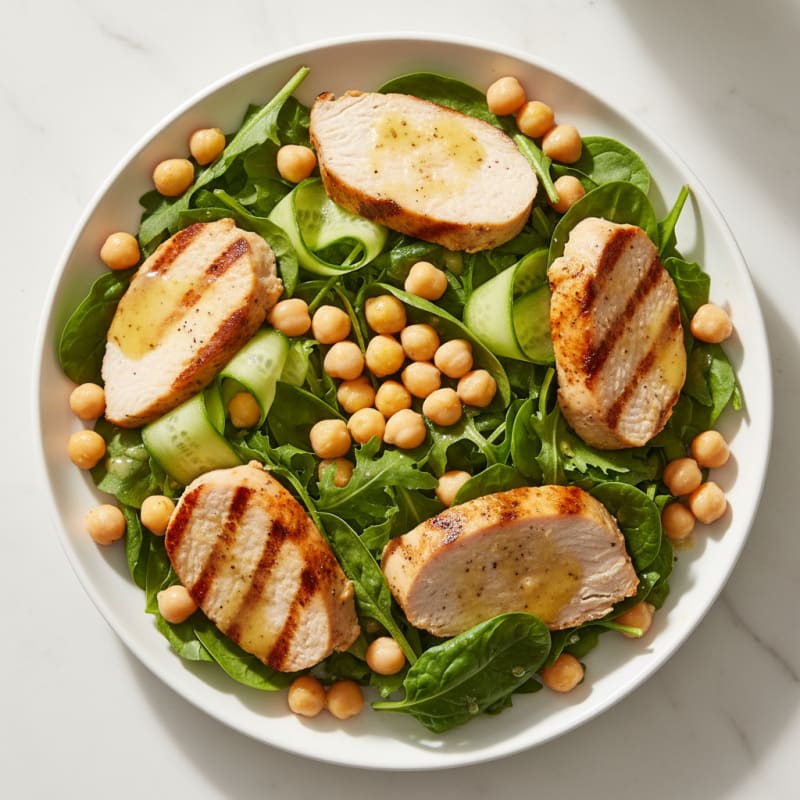 Grilled Turkey Breast Salad with Chickpeas and Lemon Vinaigrette