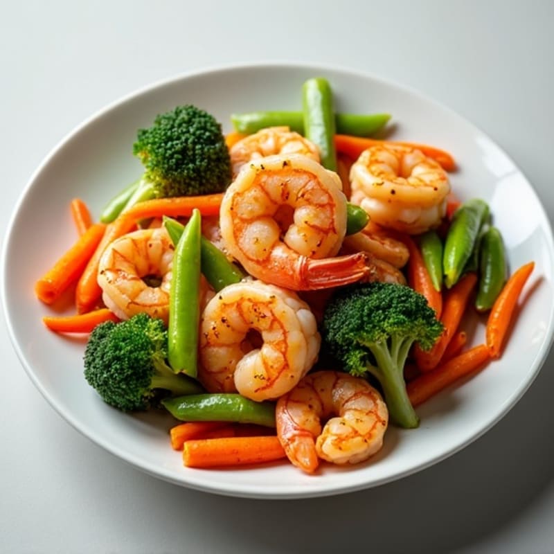 Sesame Shrimp with Crunchy Vegetable Stir Fry