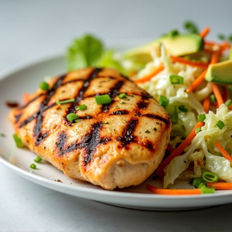 Grilled Chicken Breast with Crunchy Cabbage Slaw