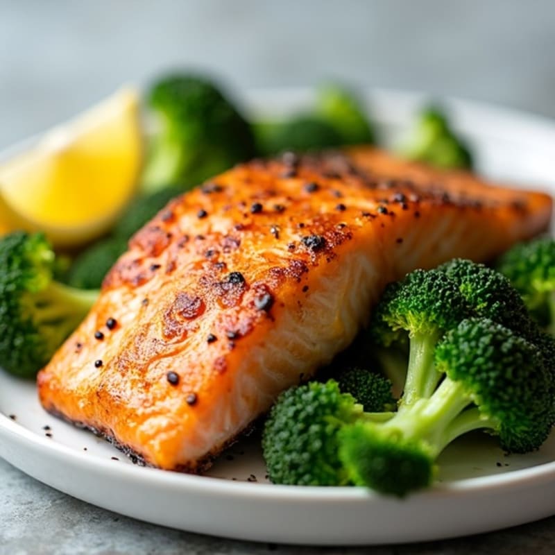 Crispy Oven-Roasted Salmon with Steamed Greens