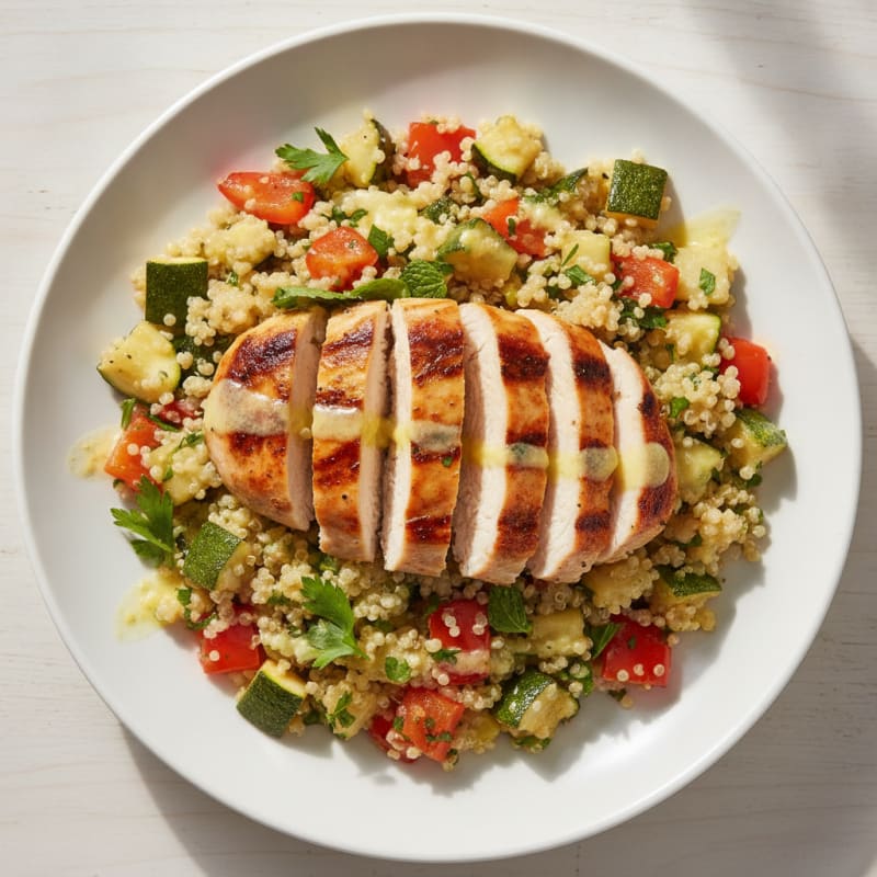 Grilled Chicken and Quinoa Salad with Roasted Vegetables