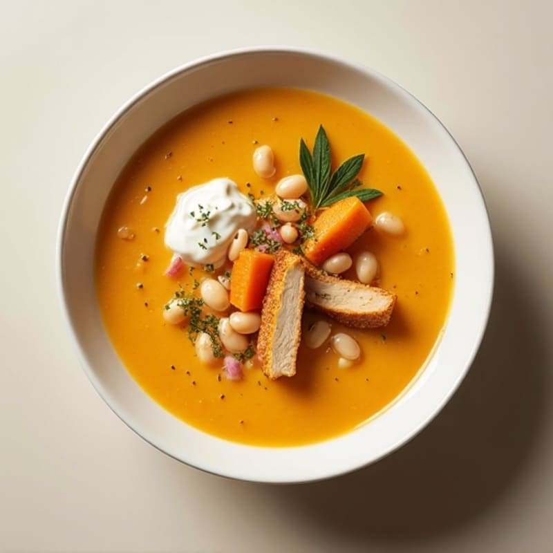 Creamy Roasted Butternut Squash Soup with Chicken