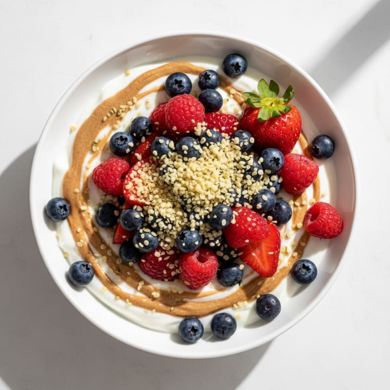 Creamy Greek Yogurt Bowl with Mixed Berries and Almond Butter