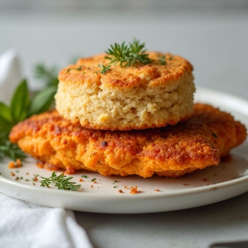 Crispy Oven-Baked Chicken with Fluffy Sweet Potato Drop Biscuits