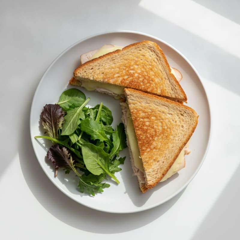 Grilled Turkey and Cheese Sandwich with Mixed Greens