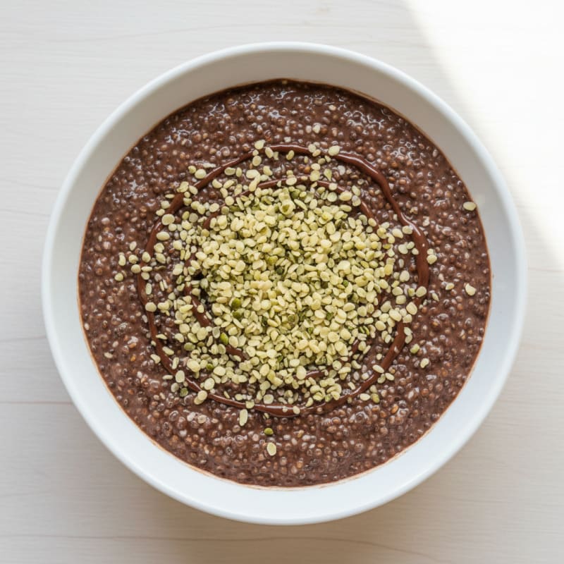 Chocolate Protein Chia Pudding with Hemp Seeds