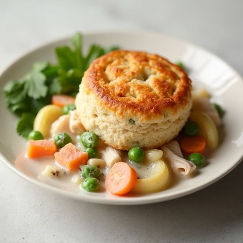 Creamy Turkey and Vegetable Pot Pie with Golden Biscuit Topping