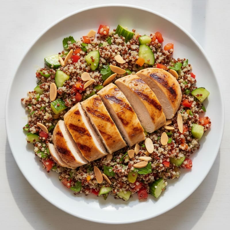 Grilled Chicken Breast with Crunchy Quinoa Salad