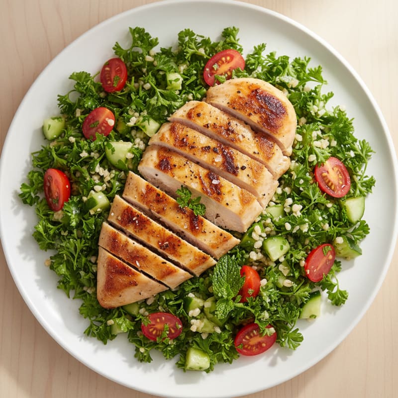 Fresh Herb and Bulgur Tabbouleh with Grilled Chicken