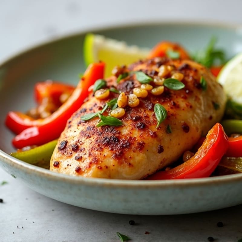Juicy Chili-Lime Chicken with Roasted Bell Peppers and Onions