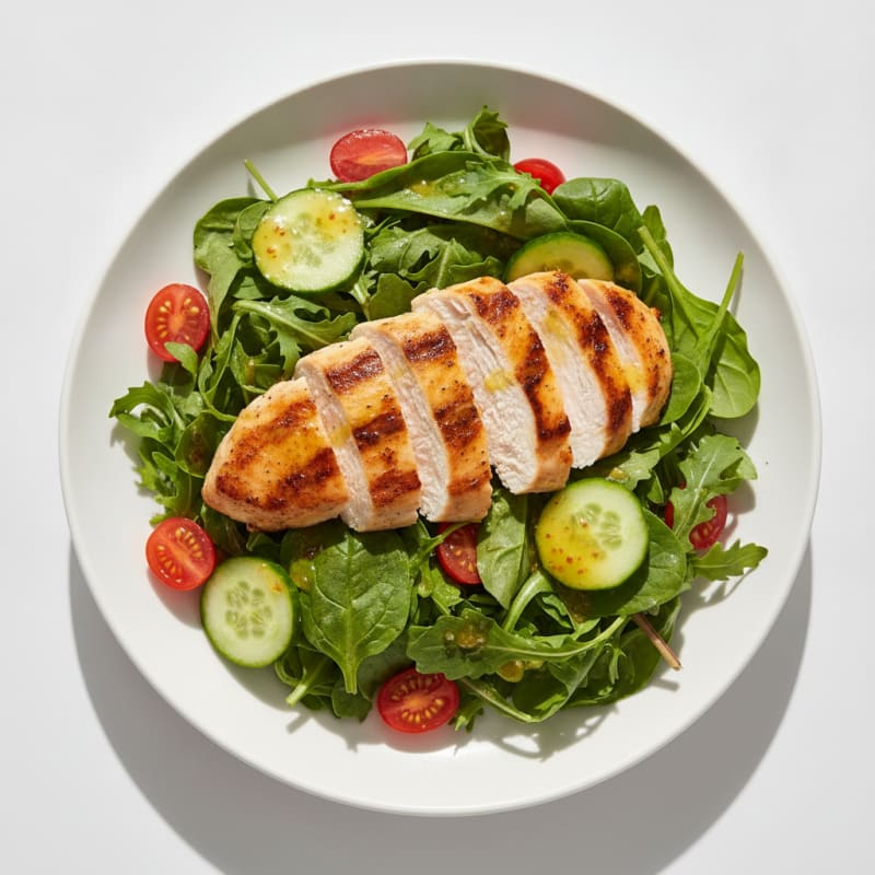Grilled Chicken Breast Salad with Mixed Greens and Lemon Vinaigrette