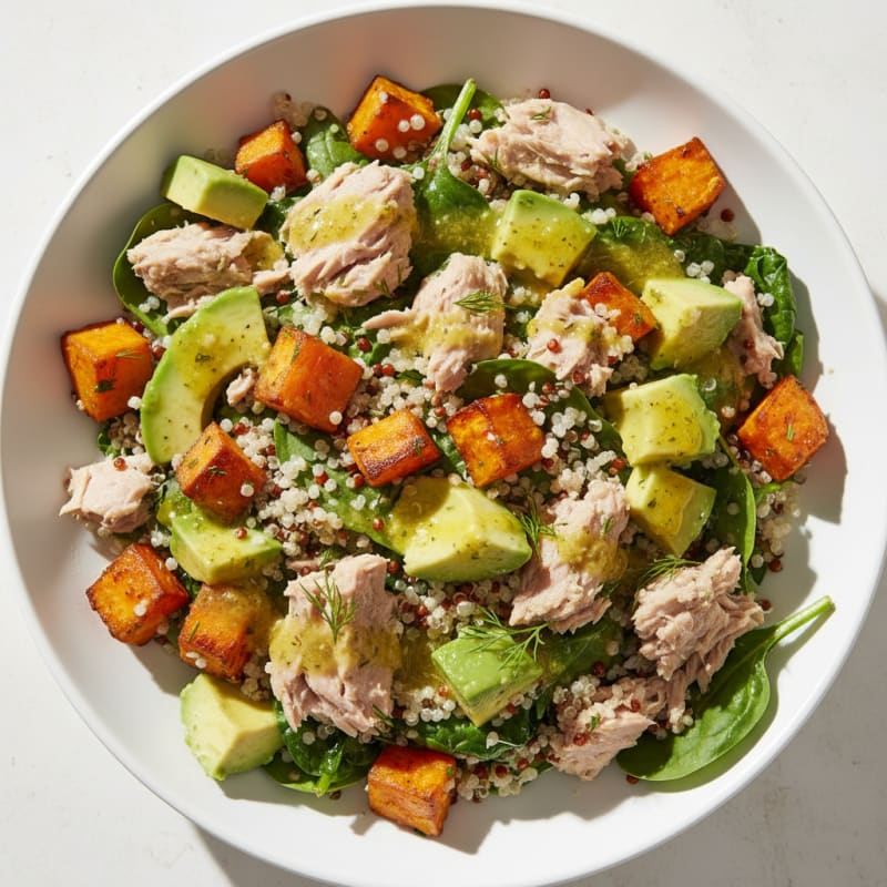 Tuna Quinoa Bowl with Avocado and Sweet Potato