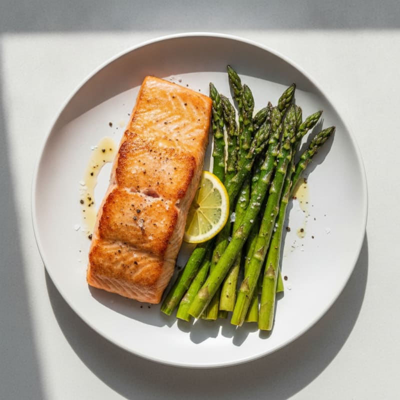 Pan-Seared Salmon with Roasted Asparagus