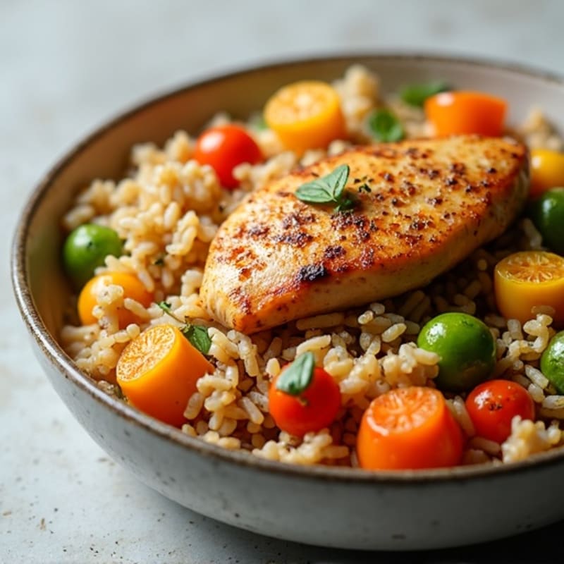 Hearty Chicken and Vegetable Brown Rice Skillet