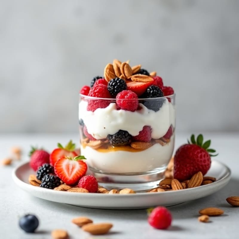 Creamy Greek Yogurt Parfait with Berries and Almonds