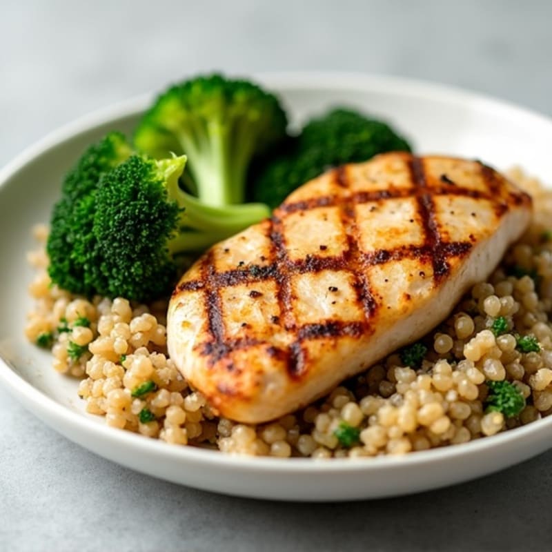 Grilled Chicken Breast with Quinoa and Steamed Broccoli