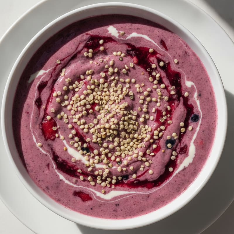 Silken Tofu Berry Smoothie Bowl with Hemp Seeds