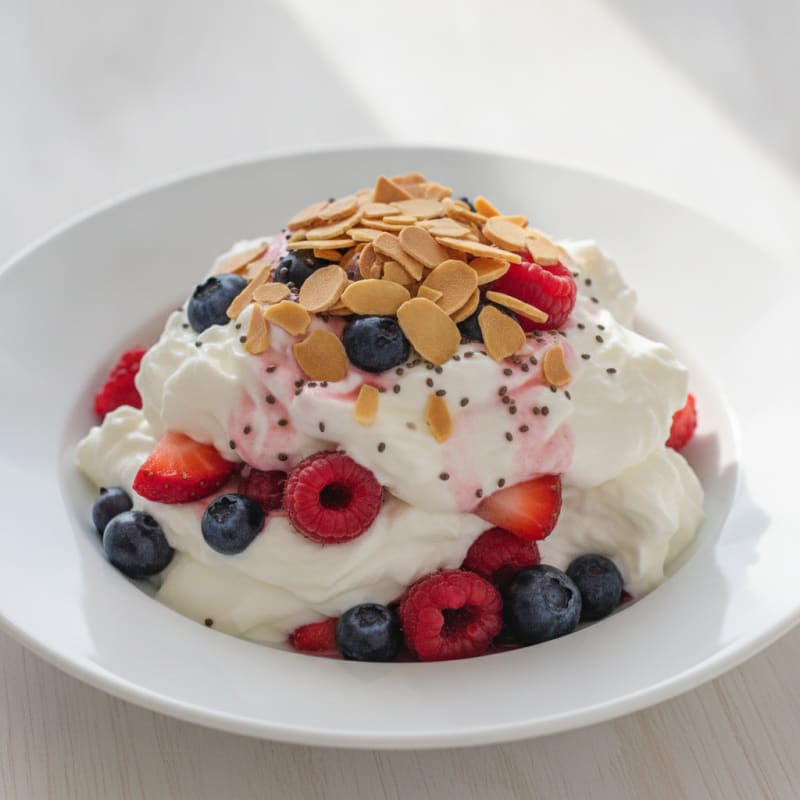 Creamy Greek Yogurt Parfait with Protein Powder and Mixed Berries