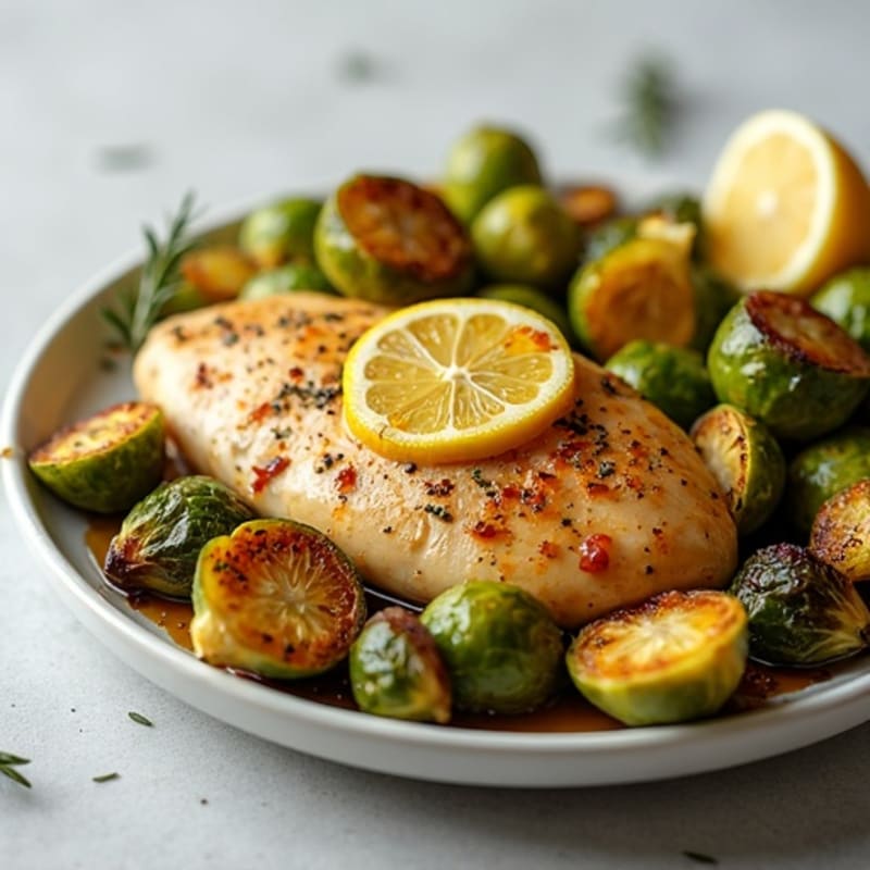 Lemon Herb Roasted Chicken with Crispy Brussels Sprouts