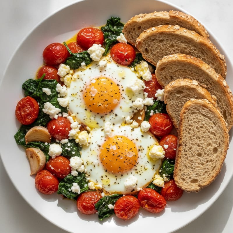 Baked Eggs with Roasted Tomatoes and Feta