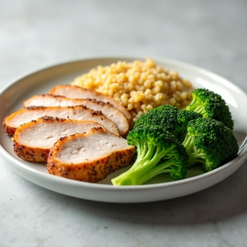 Seared Turkey Breast with Steamed Broccoli and Quinoa