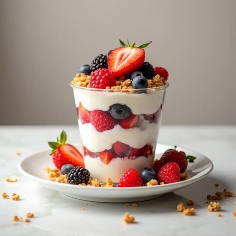 Cottage Cheese Berry Parfait with Toasted Almonds
