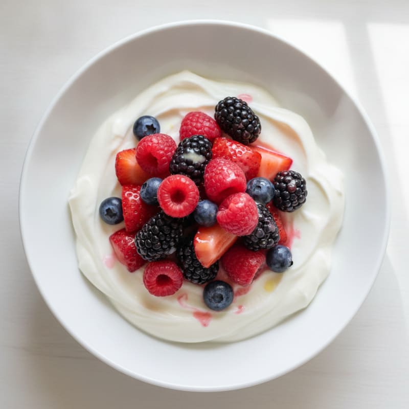 Silky Greek Yogurt with Mixed Berries