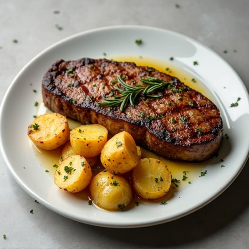 Garlic Herb Seared Steak with Crispy Roasted Potatoes