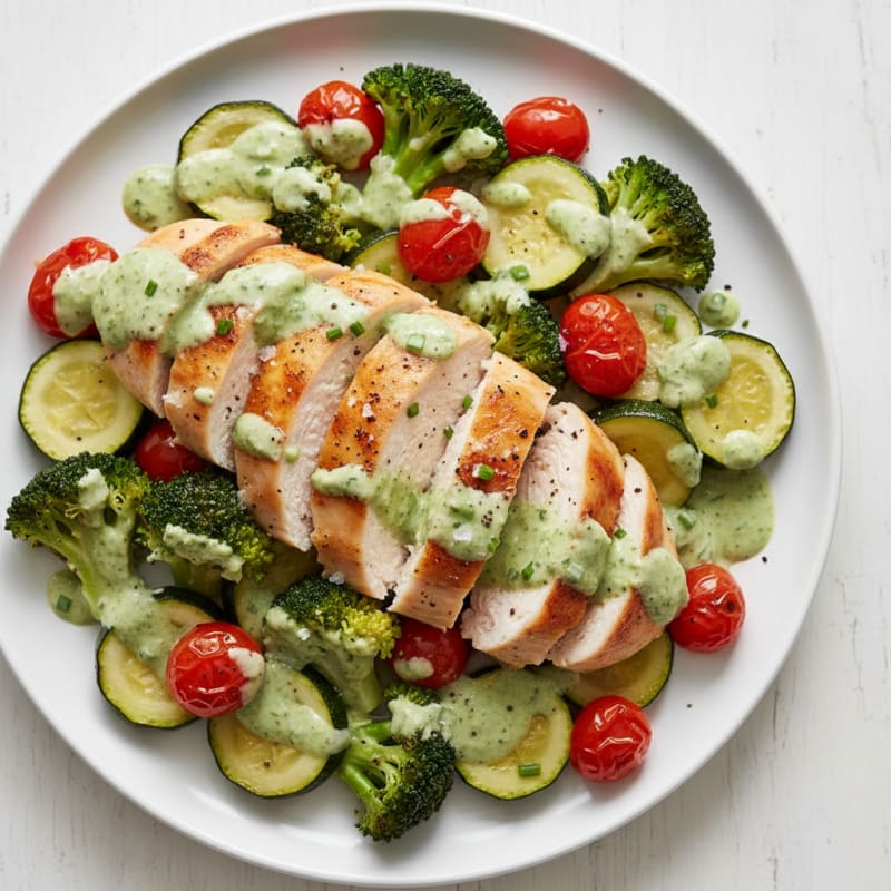 Green Goddess Chicken and Roasted Vegetables