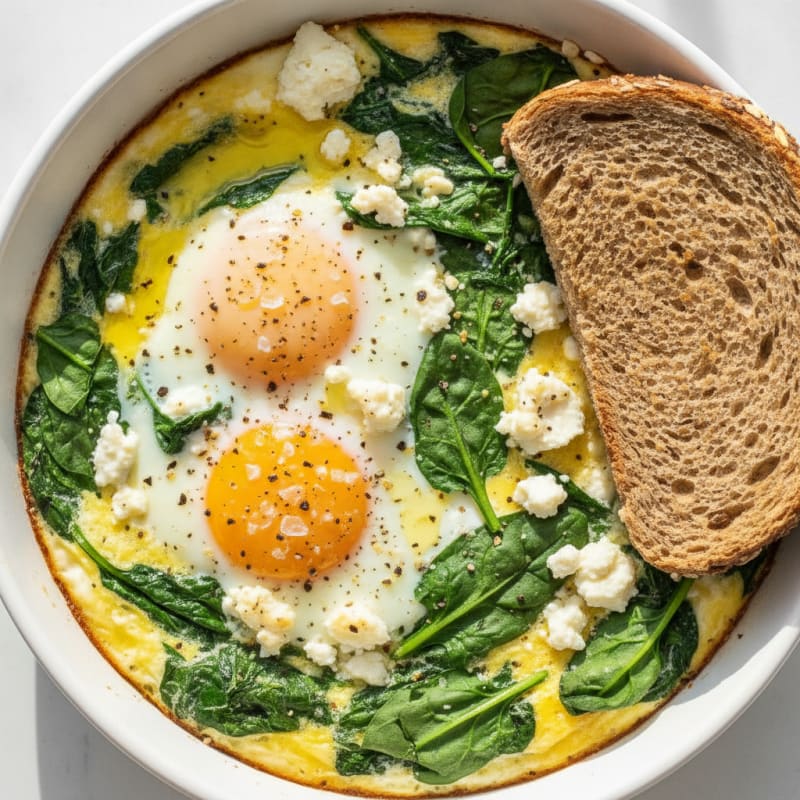 Baked Eggs with Spinach and Feta