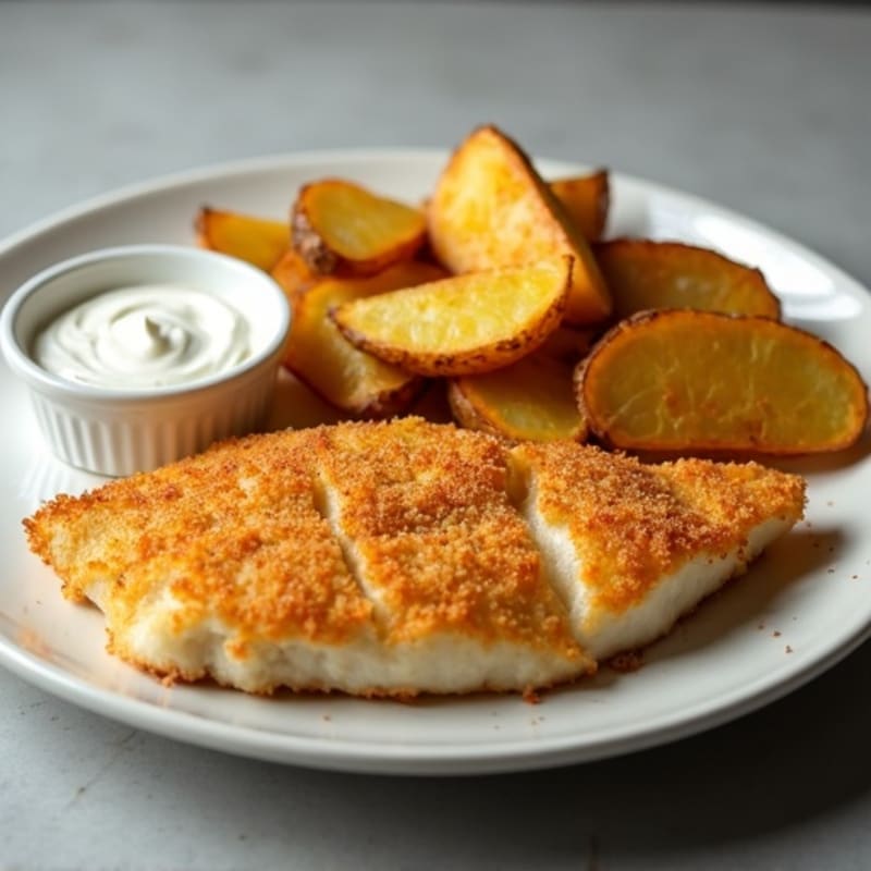 Crispy Baked Cod with Roasted Potato Wedges