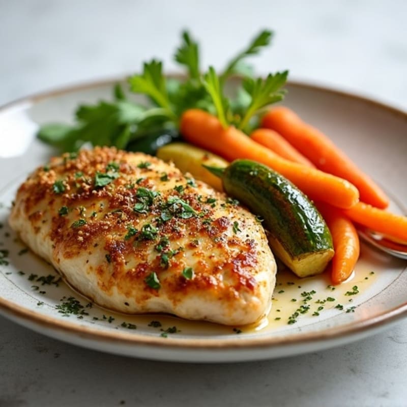 Herb-Crusted Pan Seared Chicken with Roasted Vegetables