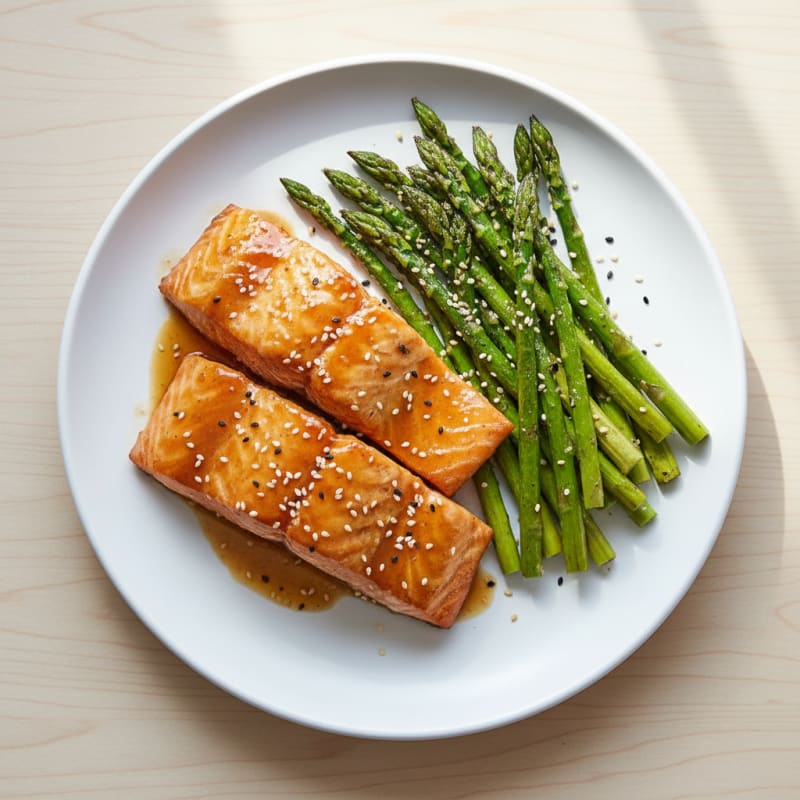 Golden Teriyaki Glazed Salmon with Roasted Asparagus