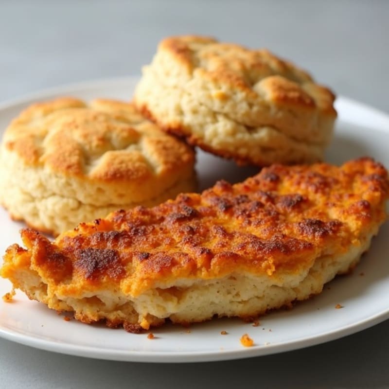Crispy Baked Chicken with Fluffy Sweet Potato Drop Biscuits