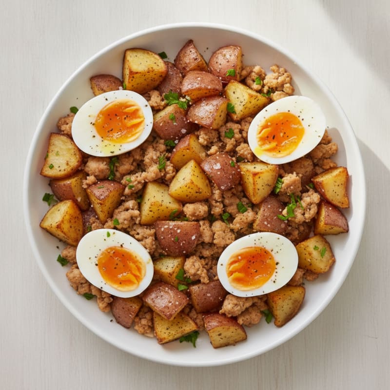 Three-Egg Breakfast with Roasted Potatoes