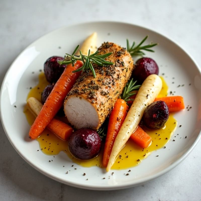 Herb-Crusted Pork Tenderloin with Roasted Root Vegetables