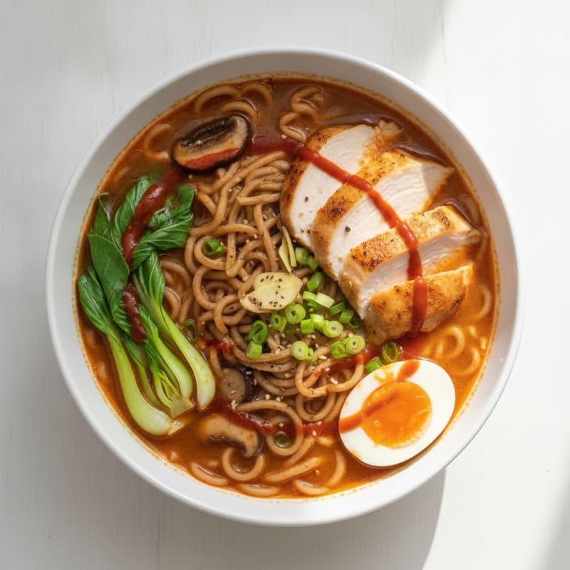 Sriracha Chicken Ramen Soup