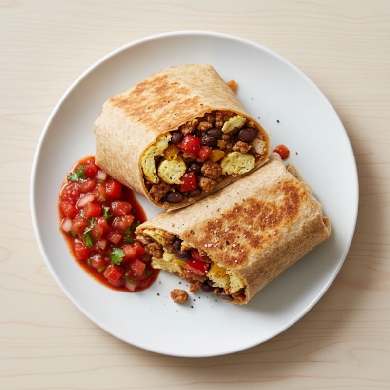 Loaded Breakfast Burrito with Salsa
