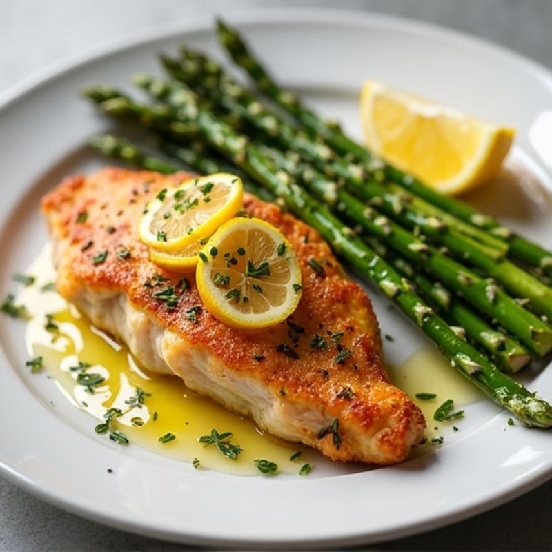 Crispy Lemon Herb Chicken with Roasted Asparagus
