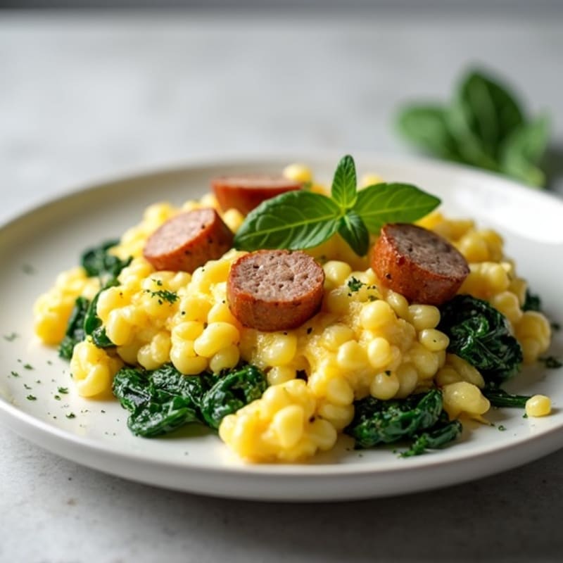 Egg White Scramble with Turkey Sausage and Spinach