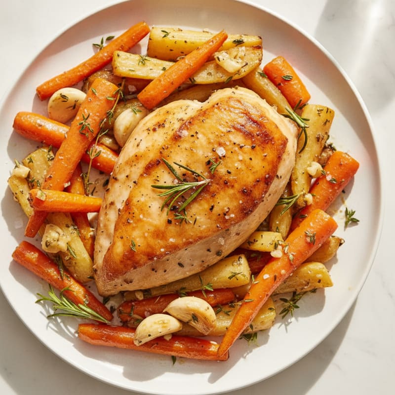 Garlic Herb Roasted Chicken with Root Vegetables