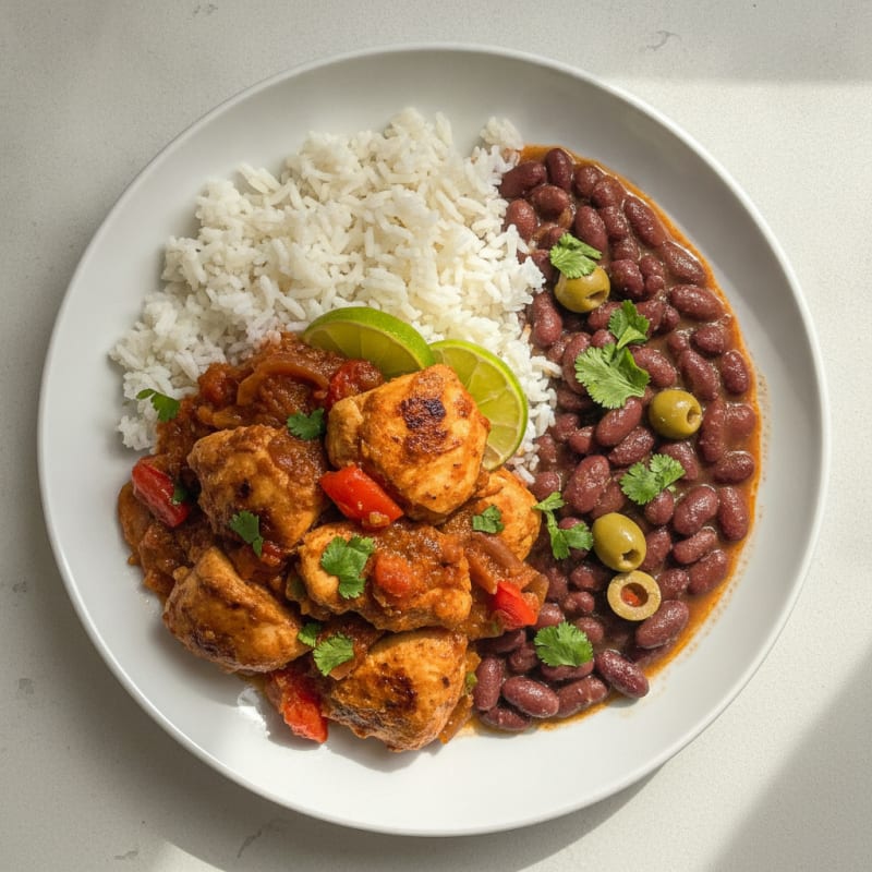 Dominican Stewed Chicken with Rice and Beans