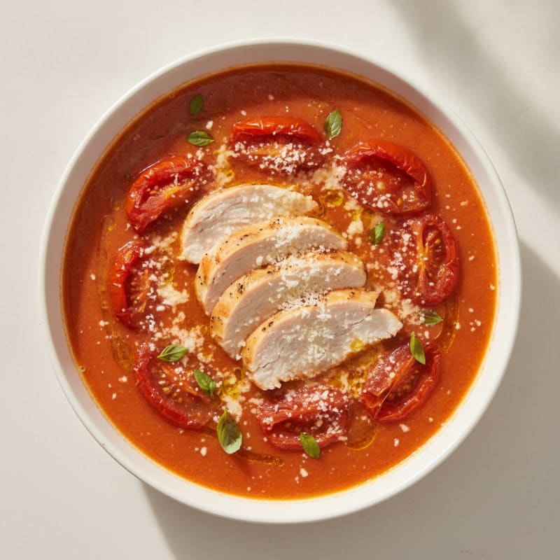 Roasted Tomato Basil Soup with Parmesan
