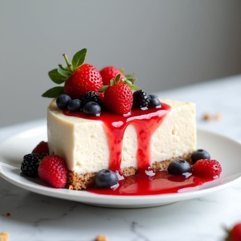 Greek Yogurt Protein Cheesecake with Fresh Berries