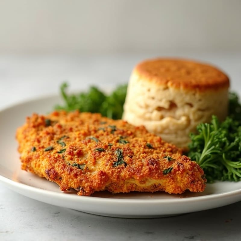 Crispy Baked Chicken with Whole Wheat Savory Herb Biscuits